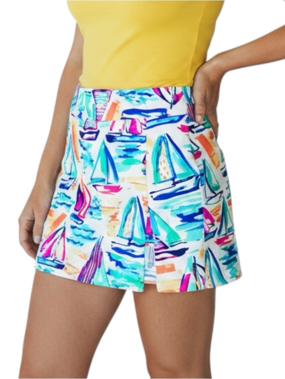 Women's Sailboat Print Skort in Multi-Color Xl